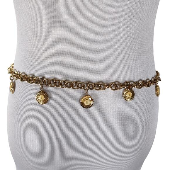 Vintage Roberta di Camerino Gold Tone Chain Belt Medallion Charms Italy - Picture 13 of 13